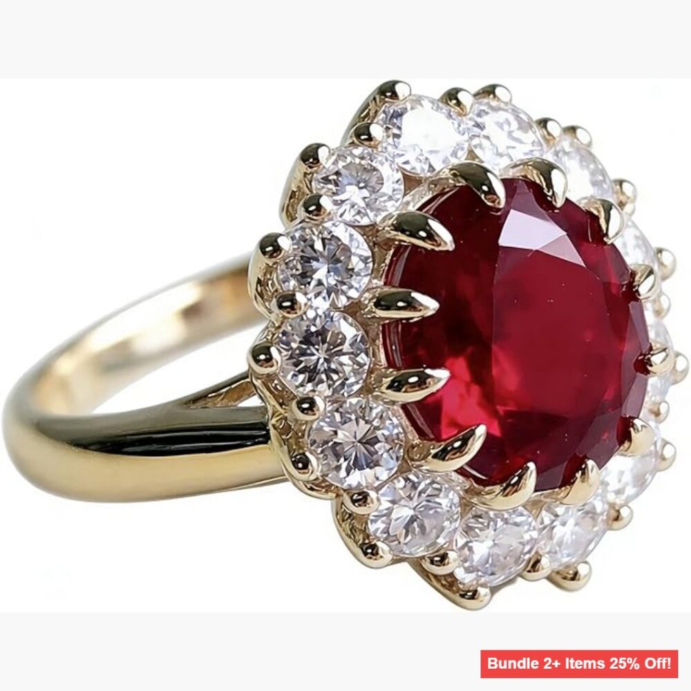 Sterling Silver Halo Ring Size 10 with Pave Setting Synthetic Gemstone